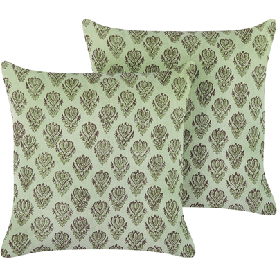 Beliani Cojines de Terciopelo con Flores - 45x45cm - Verde Beliani Cojines de Terciopelo con Flores - 45x45cm - Verde