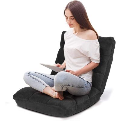 Costway - Sofá Perezoso Sofá Plegable Respaldo Ajustable 14 Posiciones Silla De Dormitorio Sala De Estar Negro Costway - Sofá Perezoso Sofá Plegable Respaldo Ajustable 14 Posiciones Silla De Dormitorio Sala De Estar Negro