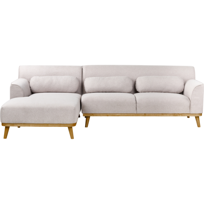 Sofá Modern en Forma de L Gris Claro Tela Beliani Sofá Modern en Forma de L Gris Claro Tela Beliani