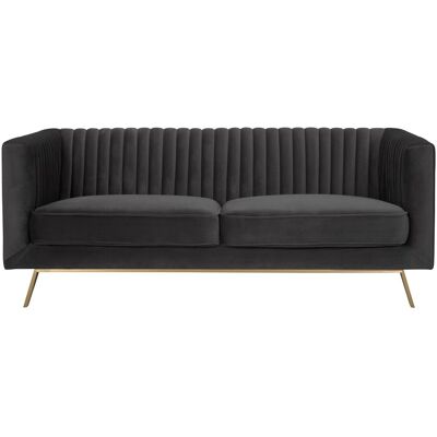 Rendez-vous Déco - Sofá de 2 plazas en terciopelo gris - Gatsby Rendez-vous Déco - Sofá de 2 plazas en terciopelo gris - Gatsby