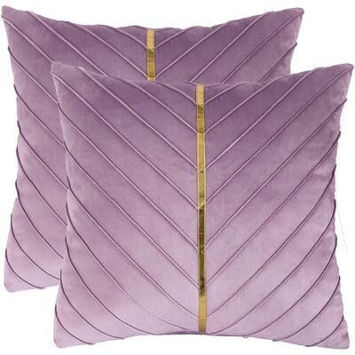 OEM Funda Para Cojín - Teruel - 45x45 Cm - Terciopelo Violeta - Detalles En Cuero Dorado - Pack De 2 OEM Funda Para Cojín - Teruel - 45x45 Cm - Terciopelo Violeta - Detalles En Cuero Dorado - Pack De 2