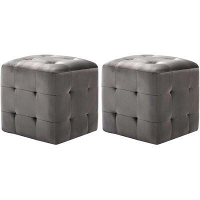 DÉCOSHOP26 Juego De 2 Taburetes Reposapiés Puf 30 X 30 X 30 Cm En Tela De Terciopelo Acolchado Gris Dec032758 DÉCOSHOP26 Juego De 2 Taburetes Reposapiés Puf 30 X 30 X 30 Cm En Tela De Terciopelo Acolchado Gris Dec032758