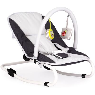 OEM Mecedora Plegable Con Juguetes, Blanca Y Grafito. OEM Mecedora Plegable Con Juguetes, Blanca Y Grafito.