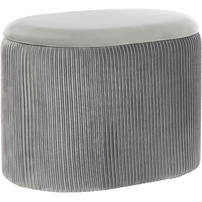 Banco de terciopelo gris claro Beliani con almacenamiento - Pouffe Banco de terciopelo gris claro Beliani con almacenamiento - Pouffe