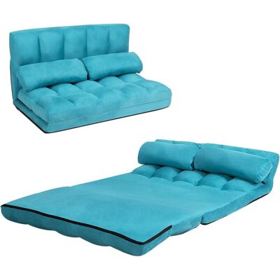 Costway - Sofá De Suelo Regulable, Sofá Cama Plegable En 6 Posiciones Y Revestimiento Removible, Duradero Y Estable En Ante Con 2 Cojines, Para Dormitorio Salón Balcón (azul) Costway - Sofá De Suelo Regulable, Sofá Cama Plegable En 6 Posiciones Y Revestimiento Removible, Duradero Y Estable En Ante Con 2 Cojines, Para Dormitorio Salón Balcón (azul)