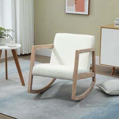 PZCC Mecedora Con Estructura De Madera, Tapizada, Silla De Descanso, Sillón, Silla De Salón, Sillón Con Asiento Tapizado, Madera De Caucho, Blanco Crema, 60 X 81 X 71 Cm PZCC Mecedora Con Estructura De Madera, Tapizada, Silla De Descanso, Sillón, Silla De Salón, Sillón Con Asiento Tapizado, Madera De Caucho, Blanco Crema, 60 X 81 X 71 Cm