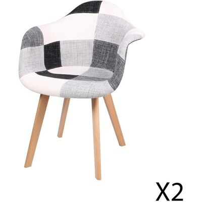 Meublorama - Sillón Blanco Y Negro Con Patas De Madera Estilo Escandinavo Moderno – 63x63xh46/81 Cm – Colección Artiblack Meublorama - Sillón Blanco Y Negro Con Patas De Madera Estilo Escandinavo Moderno – 63x63xh46/81 Cm – Colección Artiblack