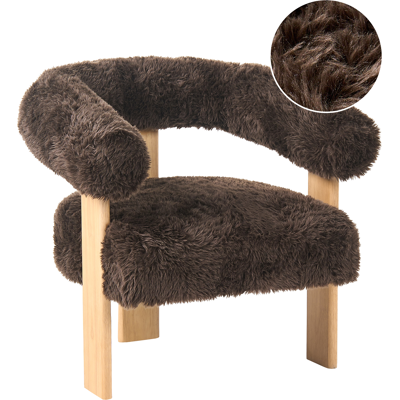 BELIANI Sillón Retro Salón Tapizado De Pelo Sintético Patas De Madera Marrón Claro Y Marrón Oscuro Ilbro BELIANI Sillón Retro Salón Tapizado De Pelo Sintético Patas De Madera Marrón Claro Y Marrón Oscuro Ilbro
