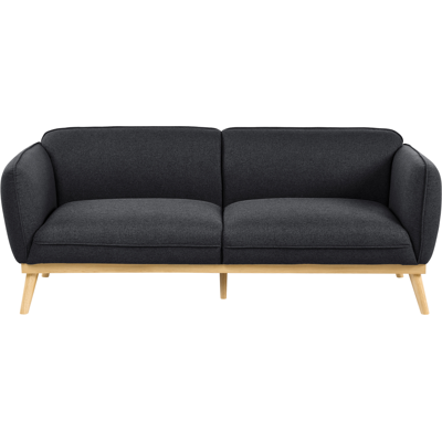 BELIANI Sofá 3 Plazas Estilo Escandinavo Con Patas Cónicas De Madera Tapizado Fácil De Limpiar Negro Ljung BELIANI Sofá 3 Plazas Estilo Escandinavo Con Patas Cónicas De Madera Tapizado Fácil De Limpiar Negro Ljung