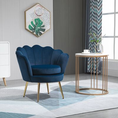 PZCC Sillón Shell, Sillón Vintage, Sillón Para Dormitorio Y Sala De Estar, Diseño Elegante, Con Respaldo Alto, 76x67x74cm, Azul PZCC Sillón Shell, Sillón Vintage, Sillón Para Dormitorio Y Sala De Estar, Diseño Elegante, Con Respaldo Alto, 76x67x74cm, Azul