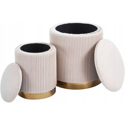 OEM Pufs (juego De 2) P4-fx Terciopelo Beige OEM Pufs (juego De 2) P4-fx Terciopelo Beige