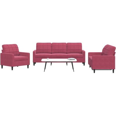 Vidaxl - Juego de Sofás 3 Piezas Rojo - Conjunta de Sofás Vidaxl - Juego de Sofás 3 Piezas Rojo - Conjunta de Sofás