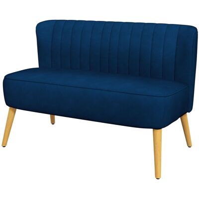 YULINLAND Sofá Retro De 2 Plazas Con Patas De Madera, 117×56,5×77 Cm, Azul YULINLAND Sofá Retro De 2 Plazas Con Patas De Madera, 117×56,5×77 Cm, Azul