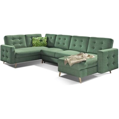 MEUBLORAMA Sofá De Esquina Panorámico Convertible Hasgard U 326 Cm Verde Con Baúl MEUBLORAMA Sofá De Esquina Panorámico Convertible Hasgard U 326 Cm Verde Con Baúl