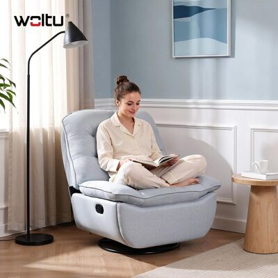Woltu Sillón Reclinable Giratorio Manual, Cómodo Sofá Para Estudio O Sala De Estar, Con Reposapiés Plegable Y Almacenamiento Lateral, Ideal Para Relajarse, Azul Claro Woltu Sillón Reclinable Giratorio Manual, Cómodo Sofá Para Estudio O Sala De Estar, Con Reposapiés Plegable Y Almacenamiento Lateral, Ideal Para Relajarse, Azul Claro