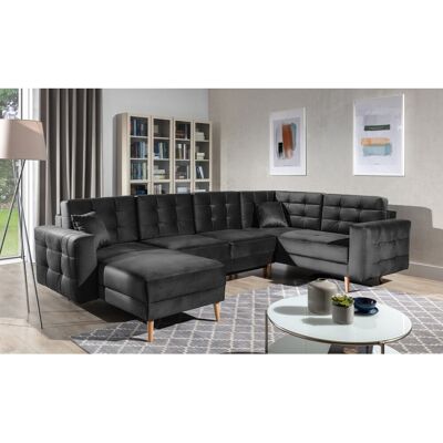 MEUBLORAMA Sofá De Esquina Panorámico Convertible U Hasgard 326 Cm Gris Oscuro Terciopelo Con Cofre MEUBLORAMA Sofá De Esquina Panorámico Convertible U Hasgard 326 Cm Gris Oscuro Terciopelo Con Cofre