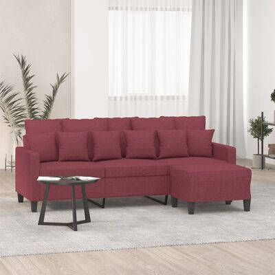 Sofá rojo de 3 plazas VIDAXL con reposapiés - Sofá Sofá rojo de 3 plazas VIDAXL con reposapiés - Sofá