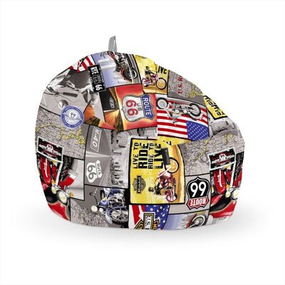 Happers - Puff Pelota Estampado Ruta 66 Happers - Puff Pelota Estampado Ruta 66