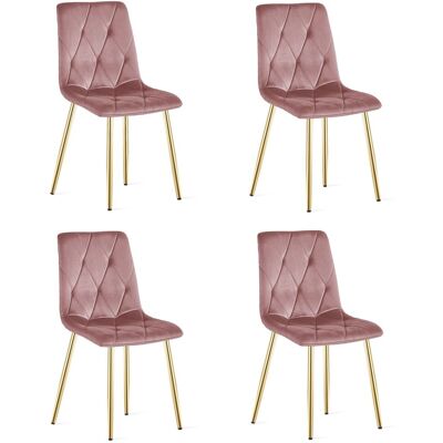AKORD Silla Libra - Terciopelo Rosa / Patas Doradas X 4 AKORD Silla Libra - Terciopelo Rosa / Patas Doradas X 4