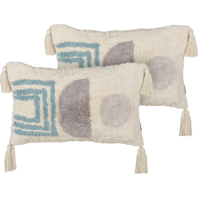 Beliani Conjunto de 2 Cojines de Algodón - 30x50 cm - Blanco Beliani Conjunto de 2 Cojines de Algodón - 30x50 cm - Blanco