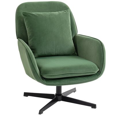 JHY DESIGN Sillón Giratorio Con Cojín Lumbar Y Tapicería De Tela Efecto Terciopelo, Color Verde. JHY DESIGN Sillón Giratorio Con Cojín Lumbar Y Tapicería De Tela Efecto Terciopelo, Color Verde.