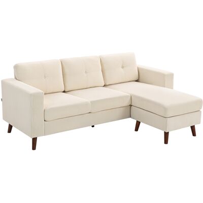 Homcom Sofá Chaise Longue Reversible, Sofá Esquinero En Forma De L De 3 Plazas, Tapizado En Pana, Marco De Acero, 192x137x84 Cm, Crema Homcom Sofá Chaise Longue Reversible, Sofá Esquinero En Forma De L De 3 Plazas, Tapizado En Pana, Marco De Acero, 192x137x84 Cm, Crema
