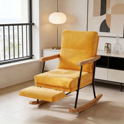 OEM Sillón Mecedora Escandinavo Pocketpop 1 Plaza - Amarillo Marrón, Lino, Madera Maciza Y Metal OEM Sillón Mecedora Escandinavo Pocketpop 1 Plaza - Amarillo Marrón, Lino, Madera Maciza Y Metal