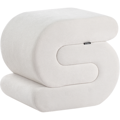 Beliani - Puf Tapizado En Chenilla Con Forma De S Blanco Crema Arcadia Beliani - Puf Tapizado En Chenilla Con Forma De S Blanco Crema Arcadia