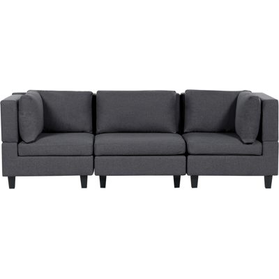 BELIANI Sofá Modular Moderno 3 Plazas Tapizado Tela Poliéster Respaldo Acolchado Gris Oscuro Unstad BELIANI Sofá Modular Moderno 3 Plazas Tapizado Tela Poliéster Respaldo Acolchado Gris Oscuro Unstad