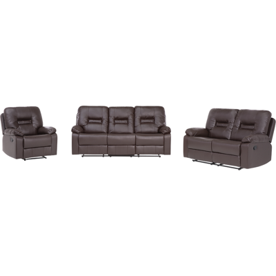 Conjunto de Salón Beliani - Cuero Sintético Reclinable - 3 y 2 Plazas - Marrón Conjunto de Salón Beliani - Cuero Sintético Reclinable - 3 y 2 Plazas - Marrón