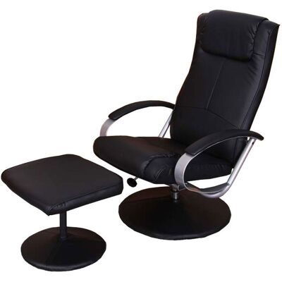 DÉCOSHOP26 Sillón Tv Relax Con Taburete Reclinable Giratorio En Sintético Negro 040003630 DÉCOSHOP26 Sillón Tv Relax Con Taburete Reclinable Giratorio En Sintético Negro 040003630