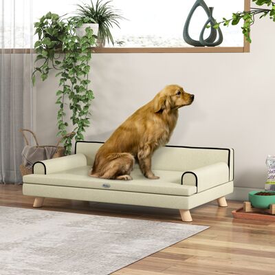PZCC Sofá Escandinavo Para Perros/gatos Con Cojín Suave Extraíble Y Patas De Madera Maciza, 100 X 62 X 32 Cm, Color Beige. PZCC Sofá Escandinavo Para Perros/gatos Con Cojín Suave Extraíble Y Patas De Madera Maciza, 100 X 62 X 32 Cm, Color Beige.