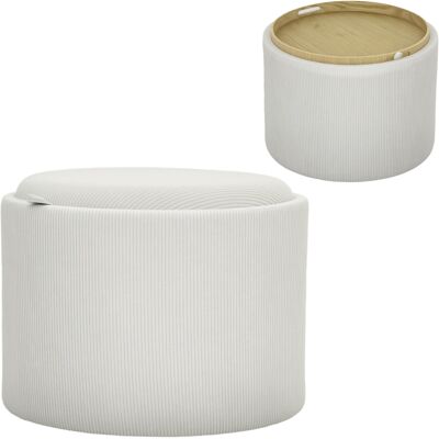 KELLANY Otoman Con Almacenamiento, Taburete Con Tapa, Taburete Redondo Tapizado, Mesa De Café Con Aspecto De Cordón 56 X 56 X 42 Cm Color Crema KELLANY Otoman Con Almacenamiento, Taburete Con Tapa, Taburete Redondo Tapizado, Mesa De Café Con Aspecto De Cordón 56 X 56 X 42 Cm Color Crema