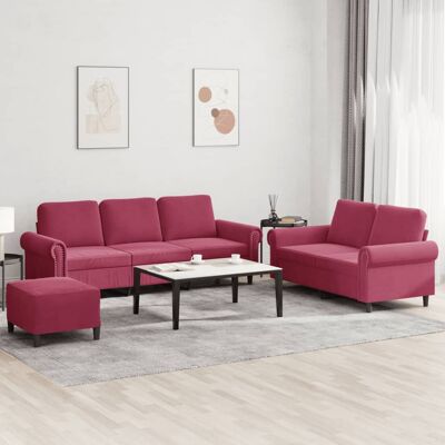 Conjunto de Sofás Terciopelo Rojo Tinto VIDAXL - Sofá set Conjunto de Sofás Terciopelo Rojo Tinto VIDAXL - Sofá set