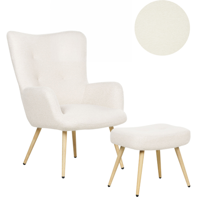 Sillón orejero Beliani VEJLE con reposapiés - Sillón Sillón orejero Beliani VEJLE con reposapiés - Sillón