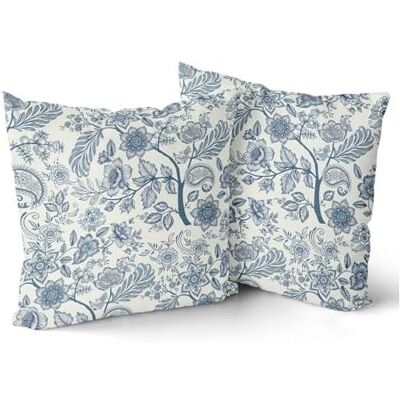 OEM Fundas De Cojín Decorativas Azules De Estilo Chino, 40 X 40 Cm, Juego De 2 Piezas, Estampado Floral Vintage, Tapicería De Estilo Rústico Para Sofá, Banco O Coche, Reversibles Y Compatibles Con Relleno OEM Fundas De Cojín Decorativas Azules De Estilo Chino, 40 X 40 Cm, Juego De 2 Piezas, Estampado Floral Vintage, Tapicería De Estilo Rústico Para Sofá, Banco O Coche, Reversibles Y Compatibles Con Relleno