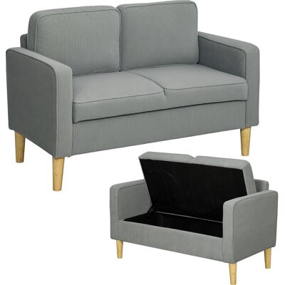 JHY DESIGN Sofá De Dos Plazas Con Espacio De Almacenamiento Y Patas De Madera Maciza, Para Salón O Dormitorio, 117 X 63 X 79 Cm, Gris Claro. JHY DESIGN Sofá De Dos Plazas Con Espacio De Almacenamiento Y Patas De Madera Maciza, Para Salón O Dormitorio, 117 X 63 X 79 Cm, Gris Claro.
