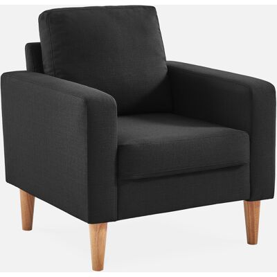 SWEEEK Sillón Estilo Escandinavo Con Patas De Madera, Bjorn, Gris Jaspeado, 78x77x70 Cm SWEEEK Sillón Estilo Escandinavo Con Patas De Madera, Bjorn, Gris Jaspeado, 78x77x70 Cm