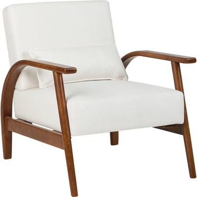 BELIANI Sillón Fabricado En Piel Sintética De Estilo Retro Con Reposabrazos Y Patas De Madera Color Blanco Crema Skara BELIANI Sillón Fabricado En Piel Sintética De Estilo Retro Con Reposabrazos Y Patas De Madera Color Blanco Crema Skara