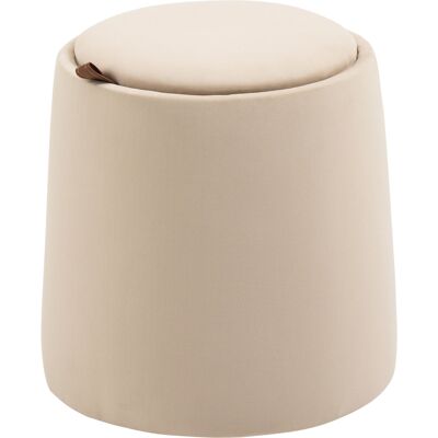 Ottomana Redonda Con Almacenaje Y Tapa Reversible Beige Ø44 X 47,5 Cm Homvra Ottomana Redonda Con Almacenaje Y Tapa Reversible Beige Ø44 X 47,5 Cm Homvra