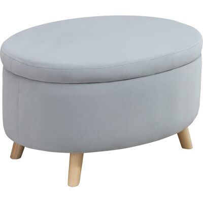 Homcom - Otomana Puff Tapizado En Terciopelo Taburete De Almacenaje Elíptico Con Tapa Extraíble Y Patas De Madera Para Dormitorio Salón Pasillo 71x51,5x42 Cm Homcom - Otomana Puff Tapizado En Terciopelo Taburete De Almacenaje Elíptico Con Tapa Extraíble Y Patas De Madera Para Dormitorio Salón Pasillo 71x51,5x42 Cm