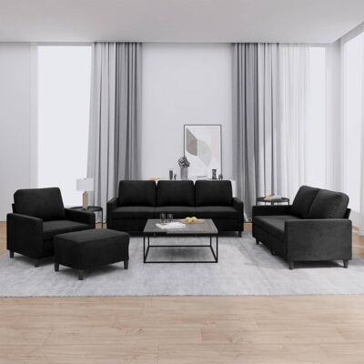 Conjunto de Sofás VIDAXL - Terciopelo Negro - 4 Piezas Conjunto de Sofás VIDAXL - Terciopelo Negro - 4 Piezas