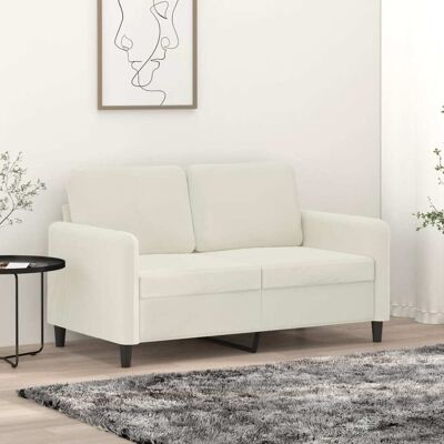 Sofá de Terciopelo de 2 Plazas Crema - Muebles para el Salón Sofá de Terciopelo de 2 Plazas Crema - Muebles para el Salón