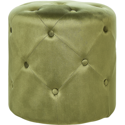 BELIANI Moderno Puf Decorativo Redondo Acolchado Reposapiés De Sala De Estar Verde Oliva Corolla BELIANI Moderno Puf Decorativo Redondo Acolchado Reposapiés De Sala De Estar Verde Oliva Corolla