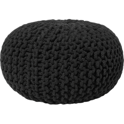 Beliani - Puf Otomana Negro Tejido De Algodón Relleno De Eps Reposapiés Pequeño Redondo 40 X 25 Cm Conrad Beliani - Puf Otomana Negro Tejido De Algodón Relleno De Eps Reposapiés Pequeño Redondo 40 X 25 Cm Conrad