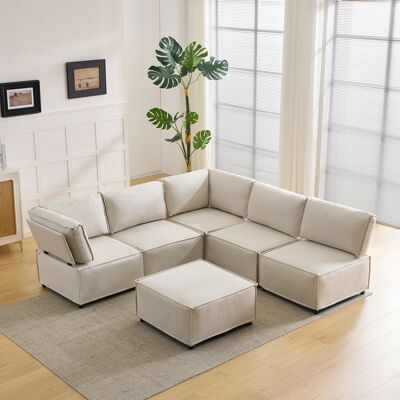 KELLANY Conjunto De Sofá Modular Semi-comprimido De Madera, Versátil, Flexible Y Fácil De Conectar, Adecuado Para Todo Tipo De Hogar, Tela De Lino Beige (combinación 2a+3b+c) KELLANY Conjunto De Sofá Modular Semi-comprimido De Madera, Versátil, Flexible Y Fácil De Conectar, Adecuado Para Todo Tipo De Hogar, Tela De Lino Beige (combinación 2a+3b+c)