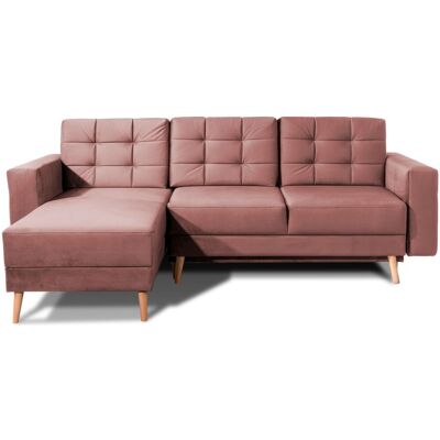 MEUBLORAMA Sofá De Esquina Convertible Hasgard De 3 Plazas En Rosa 248x162 Cm – Con Almacenamiento Y Patas De Madera MEUBLORAMA Sofá De Esquina Convertible Hasgard De 3 Plazas En Rosa 248x162 Cm – Con Almacenamiento Y Patas De Madera