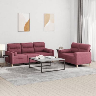 Conjunto de Sofás 2 Piezas - Rojo Vino - Muebles de Salón Conjunto de Sofás 2 Piezas - Rojo Vino - Muebles de Salón