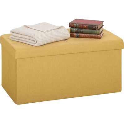 Homcom Puff Almacenaje, Banco Almacenaje Plegable, 84 L, 76x38x38 Cm, Tapizado En Lino Sintético, Baúl De Almacenamiento, Carga 120 Kg, Amarillo Homcom Puff Almacenaje, Banco Almacenaje Plegable, 84 L, 76x38x38 Cm, Tapizado En Lino Sintético, Baúl De Almacenamiento, Carga 120 Kg, Amarillo