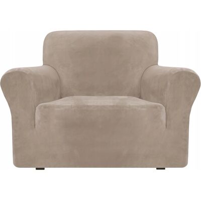 OEM Funda Para Sillón, Sofá, 1 Plaza, Terciopelo Elástico, Tess, Beige Claro. OEM Funda Para Sillón, Sofá, 1 Plaza, Terciopelo Elástico, Tess, Beige Claro.